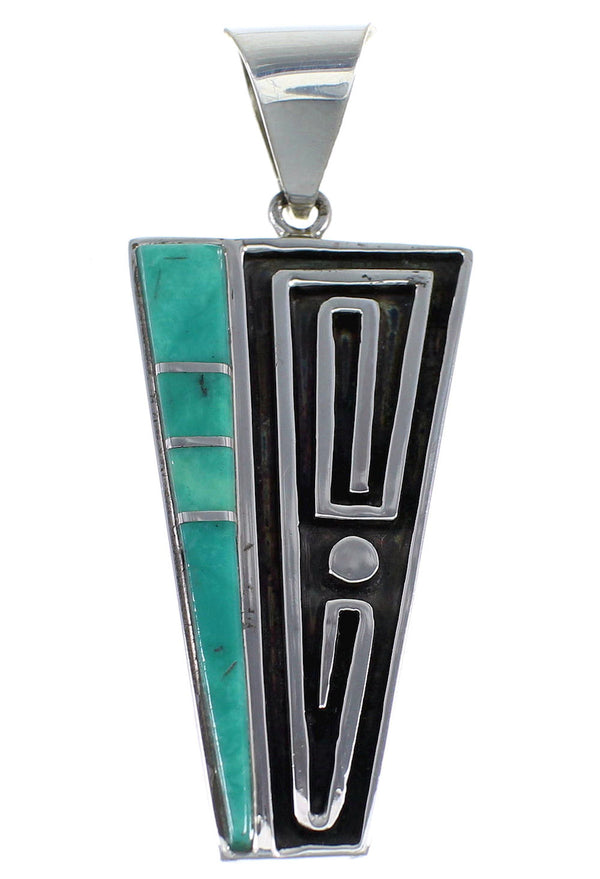 Southwestern Turquoise Inlay And Silver Pendant JX54235